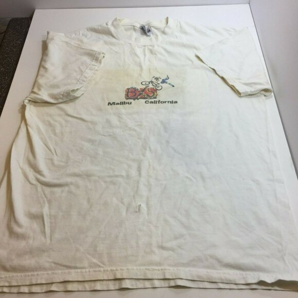 Vintage Hanes Beefy-T Road Champs BMX Malibu Graphic White T-Shirt Size Large - Picture 2 of 6